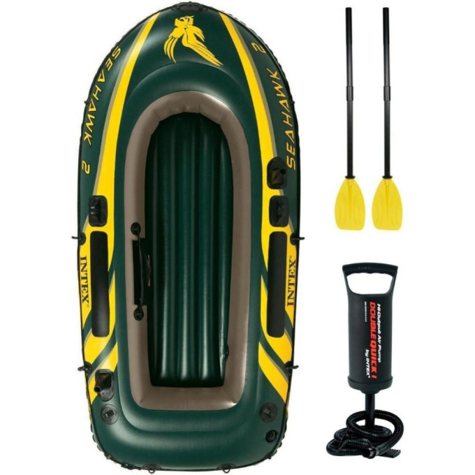 Лодка INTEX Seahawk 2 (68347), 2-местная, 236×114×41 см, вёсла и насос, до 200 кг